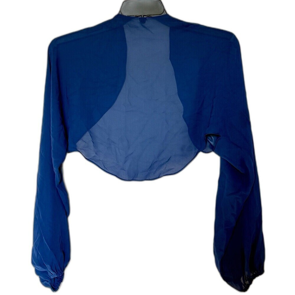New Women Long Sleeve Sheer Jersey Bolero Cardigan Top Size 12 Navy Blue